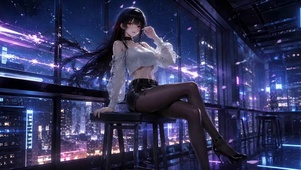 赛博都市夜景美少女千咲