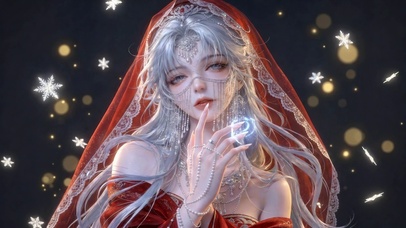 红纱银发梦幻美少女