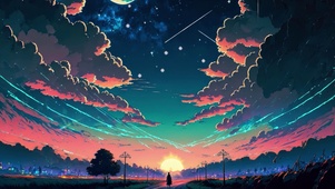 夕阳流星夜