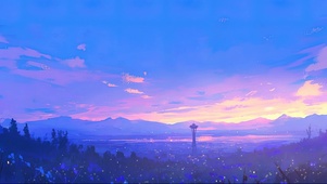 俯瞰清晨都市风光