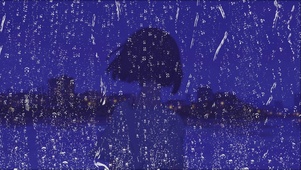 夜晚湖边治愈少女 护眼玻璃雨