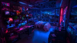 科幻太空飞船卧室
