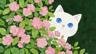 可爱鲜花猫咪