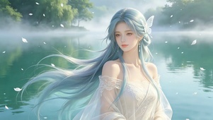 湖畔少女的微笑