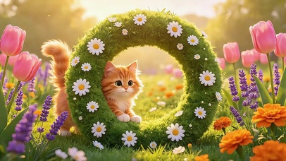 花园草环遇萌猫