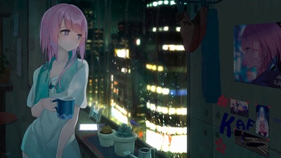 雨天窗边少女