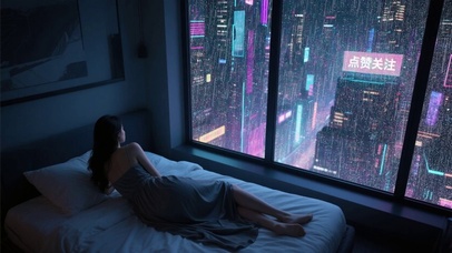 【雨景】窗外的赛博世界雨景
