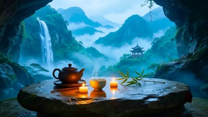 国风山水雨景