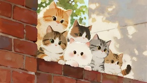 可爱墙头猫咪