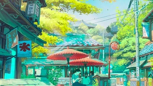 插画悠闲老街