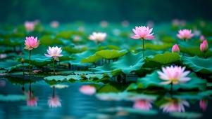 护眼治愈池塘荷花