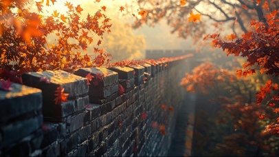 秋日古城墙静谧美景