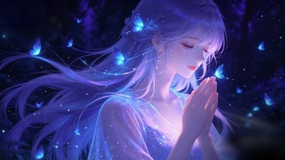唯美暗夜荧光蝶少女