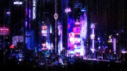 4k赛博朋克雨滴屏