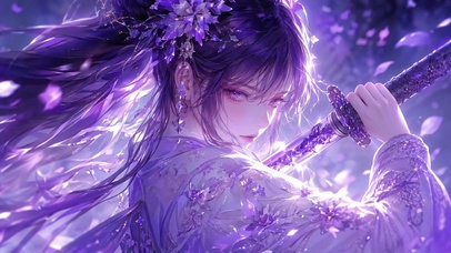 紫发紫剑美人