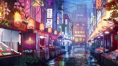 大雨街道日式和风