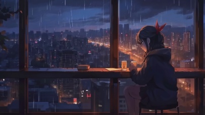 城市雨夜的孤独