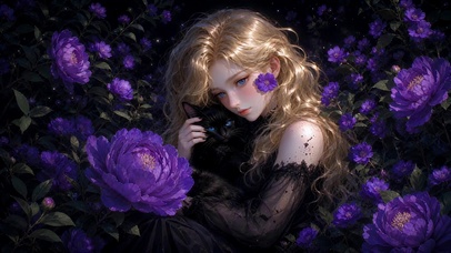 紫夜花与猫