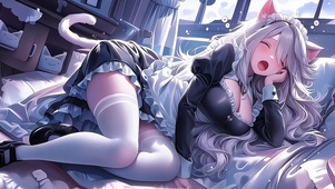 瞌睡呓语白丝女仆猫女高清