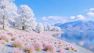 白霜树旁的粉草岸