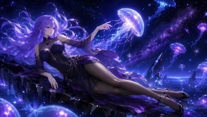 梦幻紫发星空水母美少女