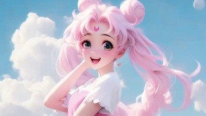 粉发少女插画