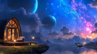星空夜景带鱼屏