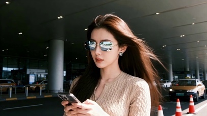 机场街拍酷飒美女