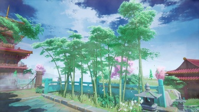 古风楼阁竹林风景