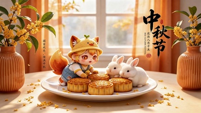 中秋快乐与兔共渡中秋声声影影
