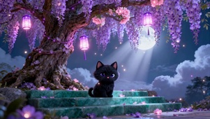 月下花树黑猫