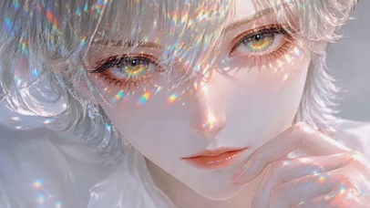 炫彩闪瞳银发美少女