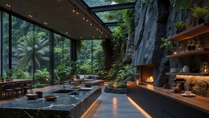 雨林石屋餐厨空间