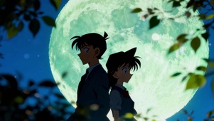 柯南与小兰的并肩剪影