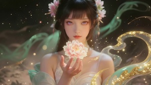 唯美国风牡丹花女孩