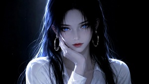 暗蓝氛围感蓝瞳美少女