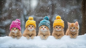 雪地里可爱的猫咪