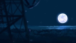 唯美深夜海边明月月亮