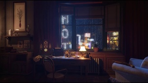窗前雨夜