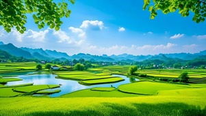 绿色护眼梯田山水