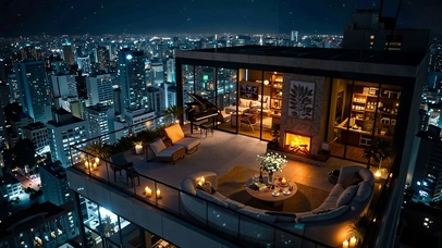 夜幕顶楼别墅