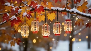 枫雪挂福灯