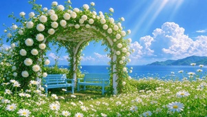湖边花亭
