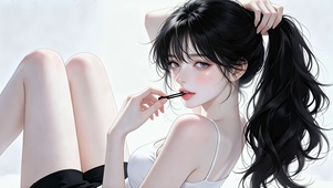 性感长腿扎马尾美女