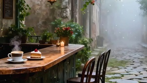 夜景雨天护眼绿景双屏