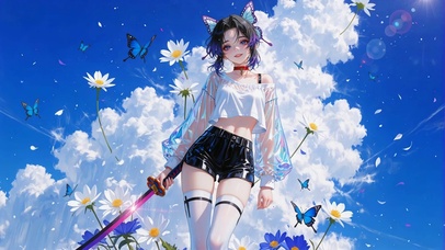 晴空花海蝴蝶少女蝴蝶忍