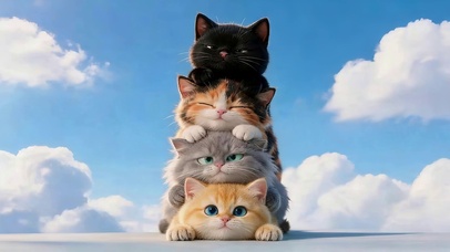 可爱叠叠猫咪
