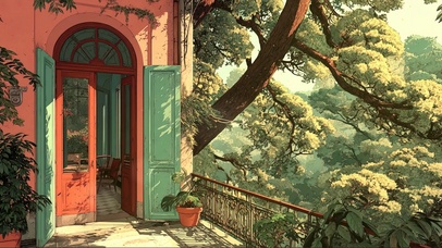 阳光欧式建筑阳台