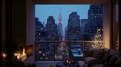 纽约城市雪夜景