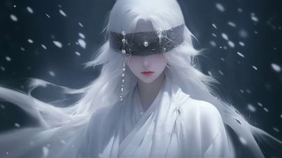 唯美白发古风少女